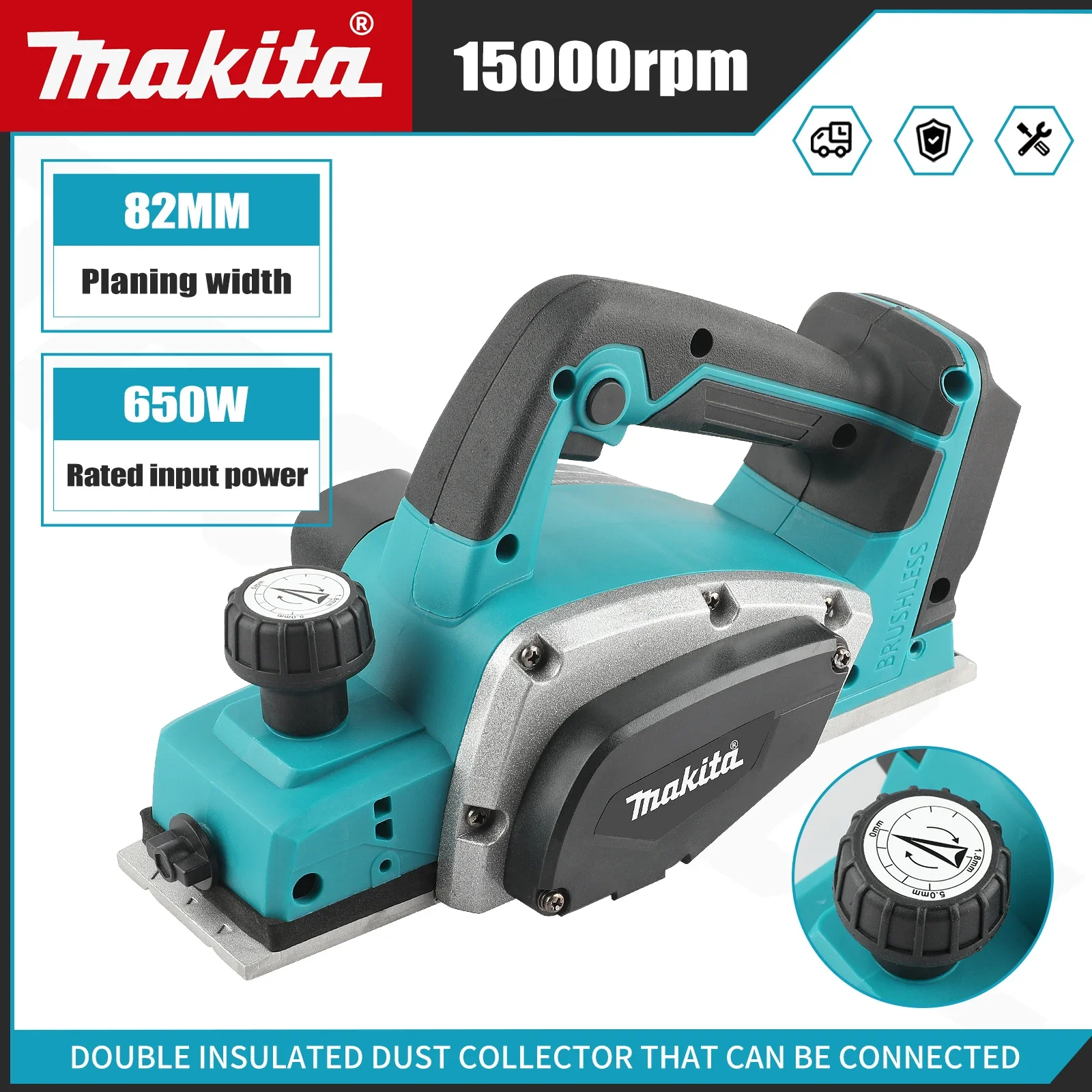 Power Tools Woodworking - DKP180 Brushless Cordless Electric Planer Rechargeable