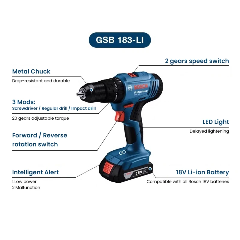 Bosch GSB183-LI Electric Drill - Power Tools Wood ulasan dan harga