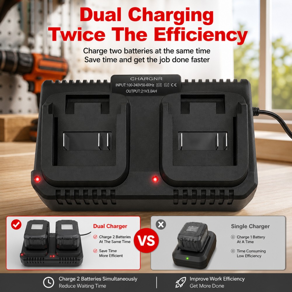 Dual Slot Charger 18V 21V Li-i - Power Tools Underwater ulasan dan harga