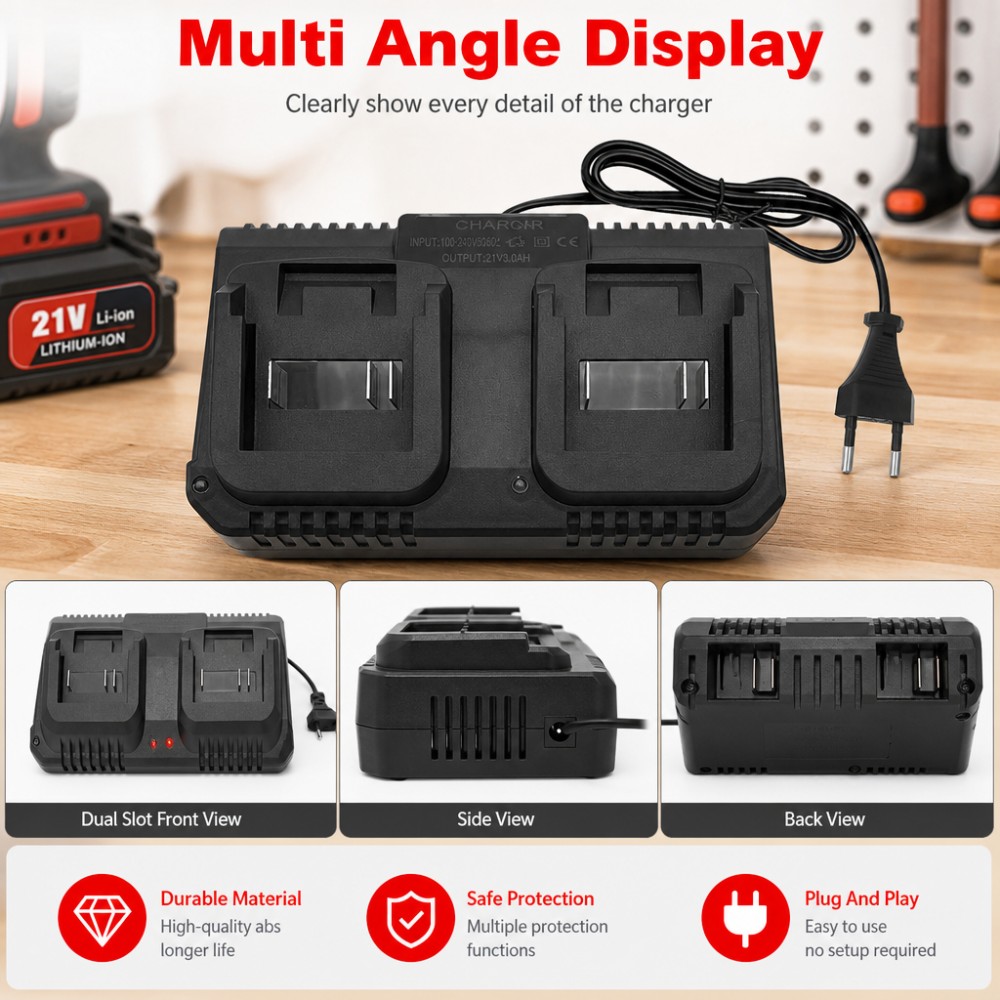 Dual Slot Charger 18V 21V Li-i - Power Tools Underwater ulasan dan harga